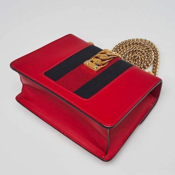 Gucci Red Leather Mini Sylvie Shoulder Bag - Picture 11 of 11